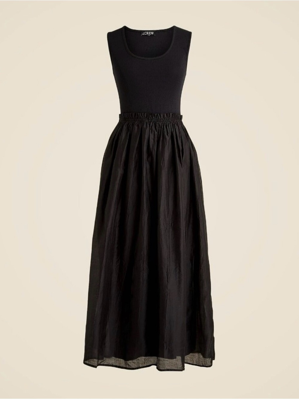 J. Crew Black Gathered-Waist Mixy Dress